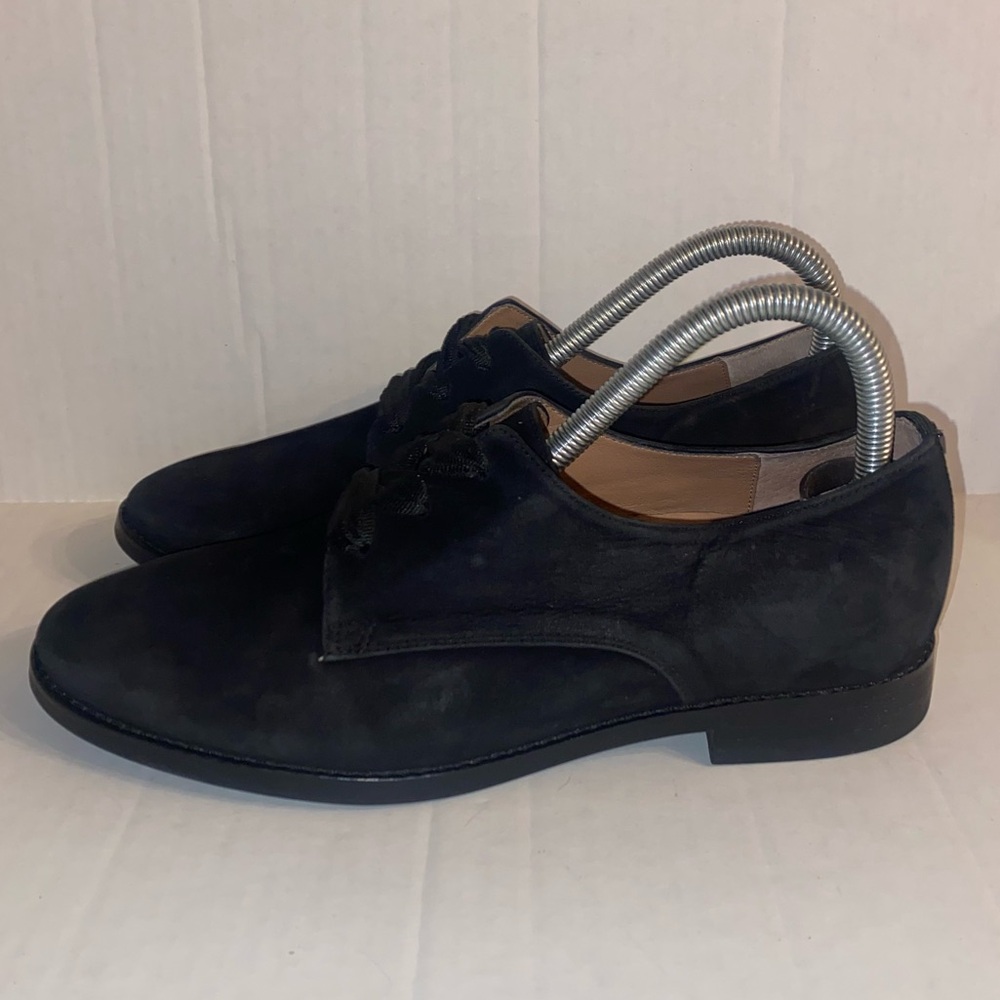 Vionic Wise Evelyn Derby Lace Up Flats - Black Nubuck - Wmns Sz 7.5
